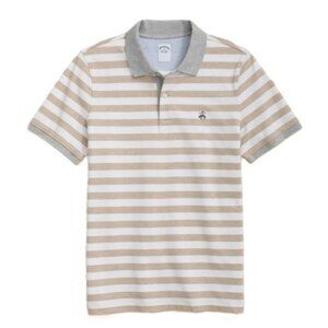Brooks Brothers 1818 Golden Fleece Supima Cotton Polo XXL Slim Beige Stripe